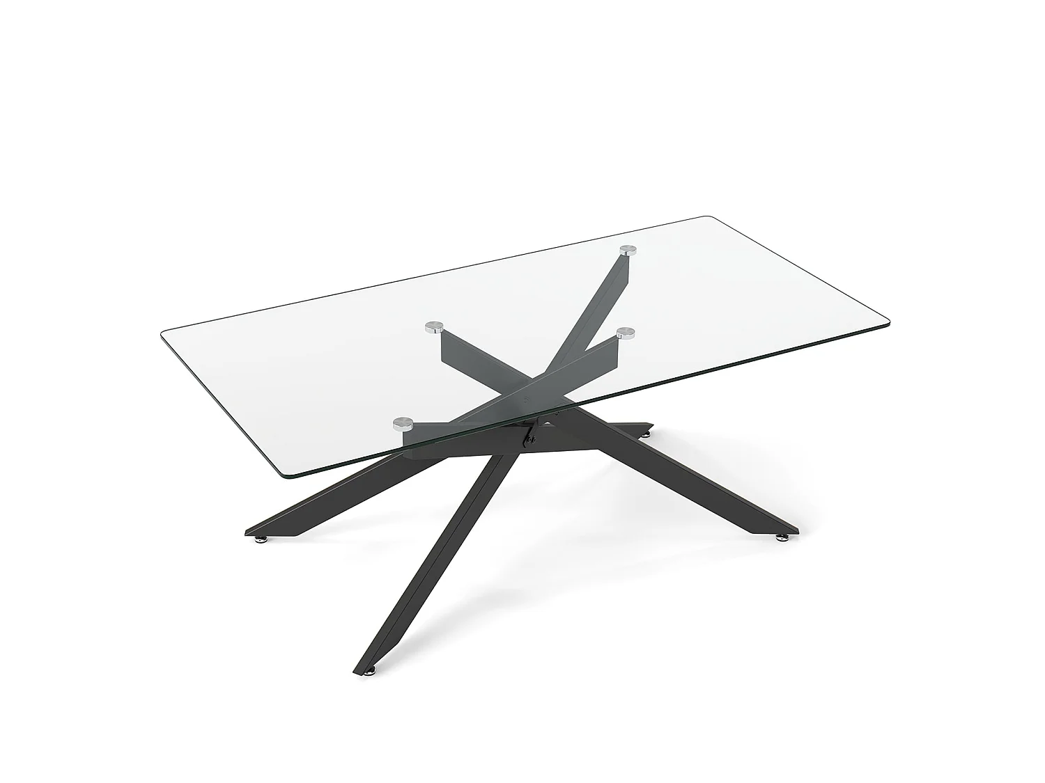 Table basse rectangulaire verre trempé métal noir 120x60 cm - modèle modern
