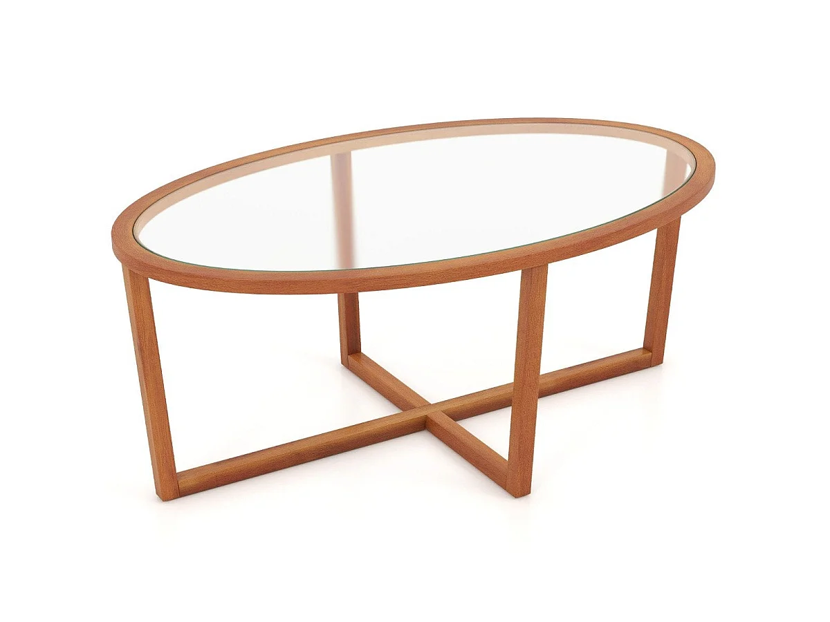 Table basse ovale verre trempé et bois acacia 100x60 cm - modèle moderne