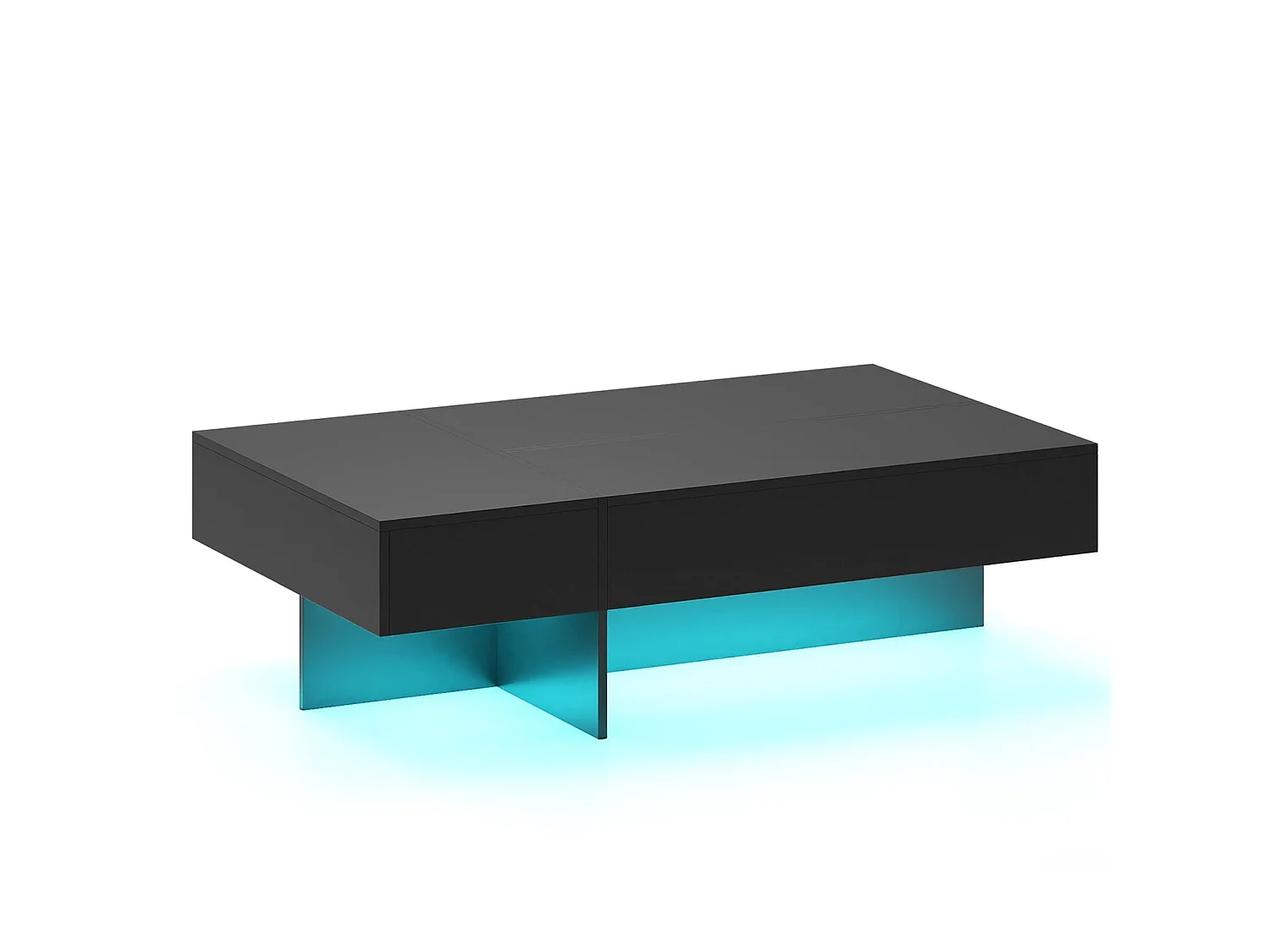 Table basse LED avec tiroirs noir 120x70 cm - modèle lumineux
