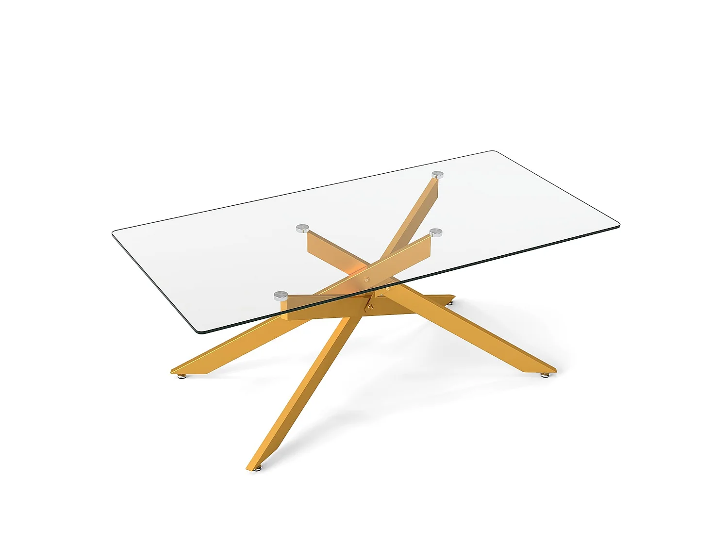Table basse rectangulaire verre trempé métal doré 120x60 cm - modèle modern