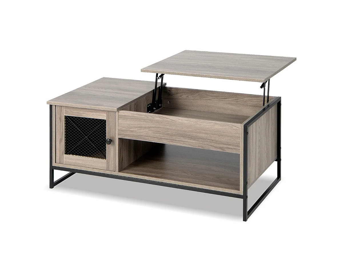 Table basse rectangulaire relevable bois brun 106x55x44 cm - modèle lift