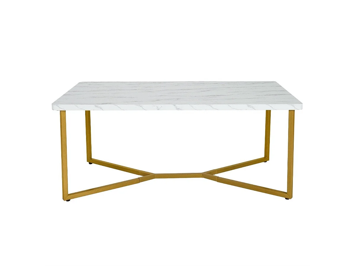 Table basse marbre métal doré 107x60 cm - modèle élégant