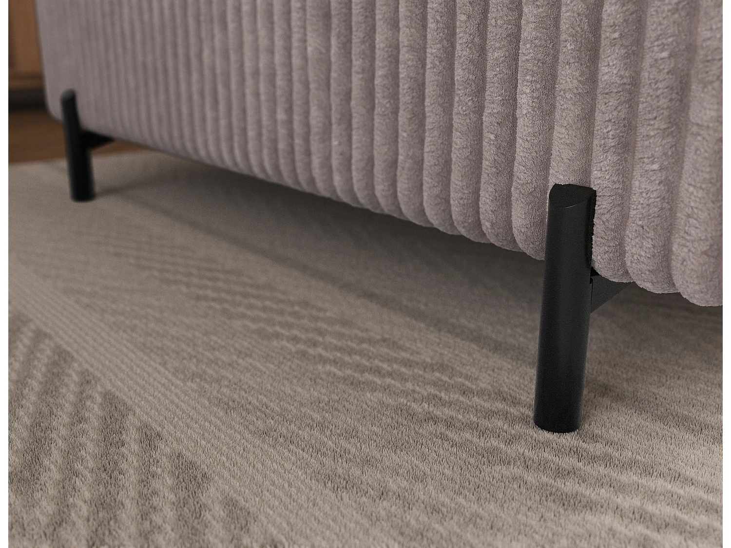 Canapé d’angle convertible KOLEZO en tissu côtelé avec coffre et têtières réglables – 274cm-Gris taupe-angle droit