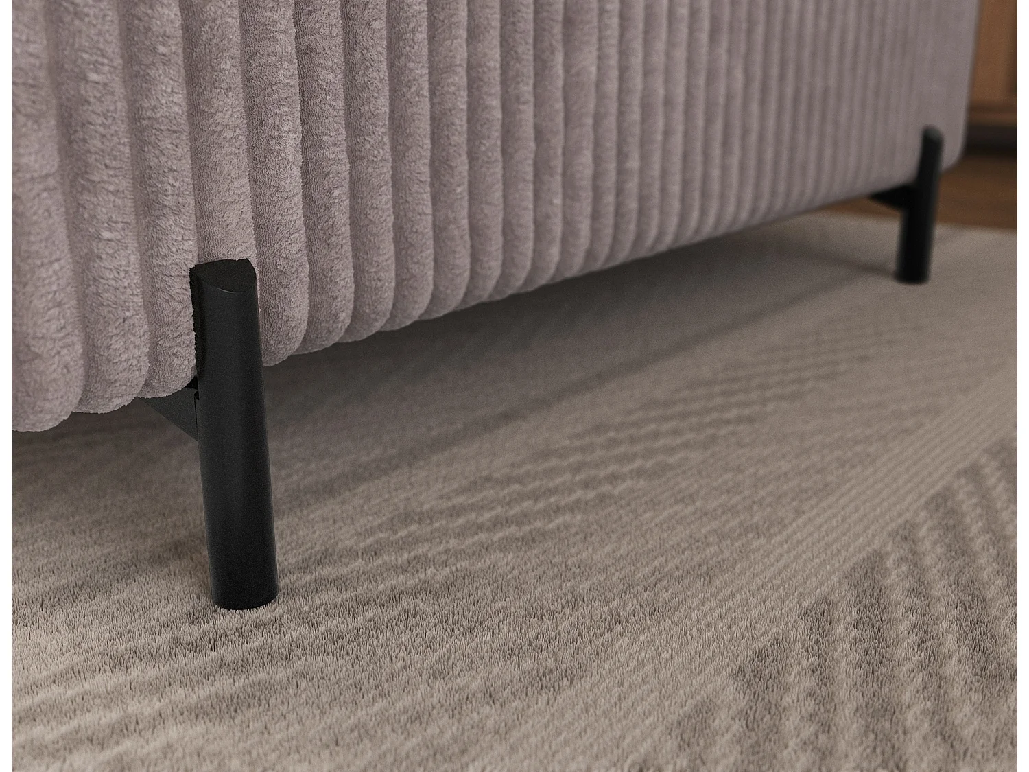 Canapé d’angle convertible KOLEZO en tissu côtelé avec coffre et têtières réglables – 274cm-Gris taupe-angle gauche