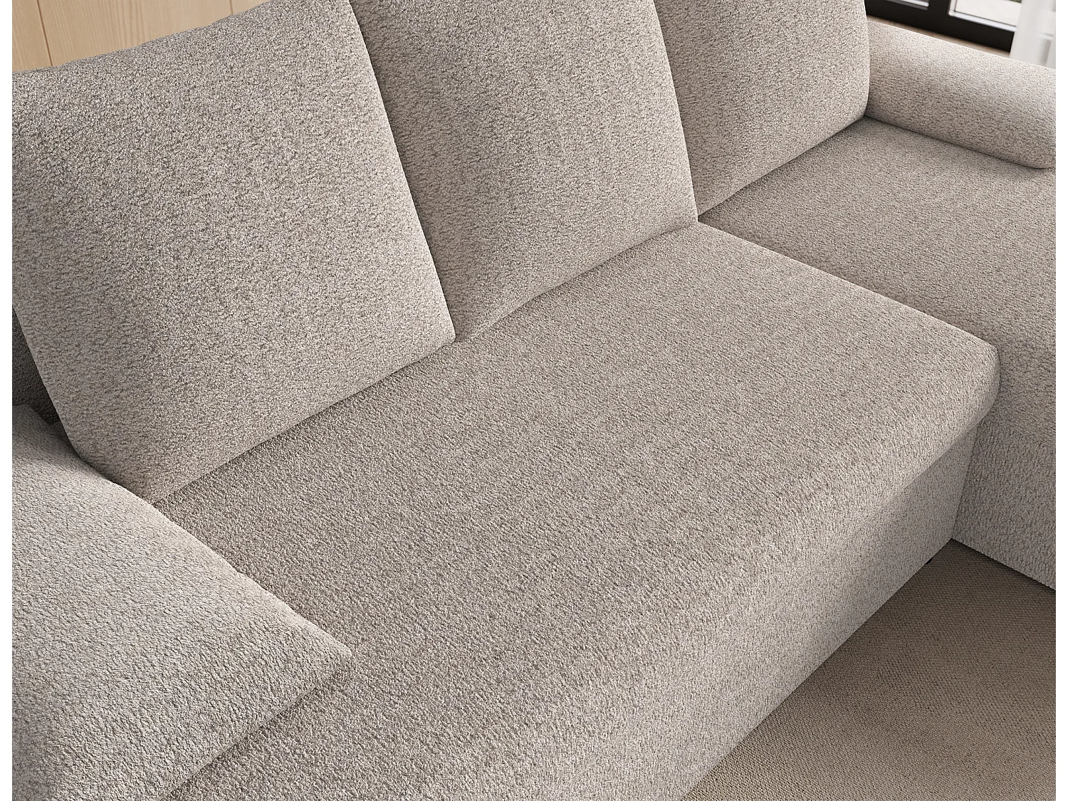 Canapé d’angle réversible convertible GARY en tissu côtelé – 206cm-Taupe clair