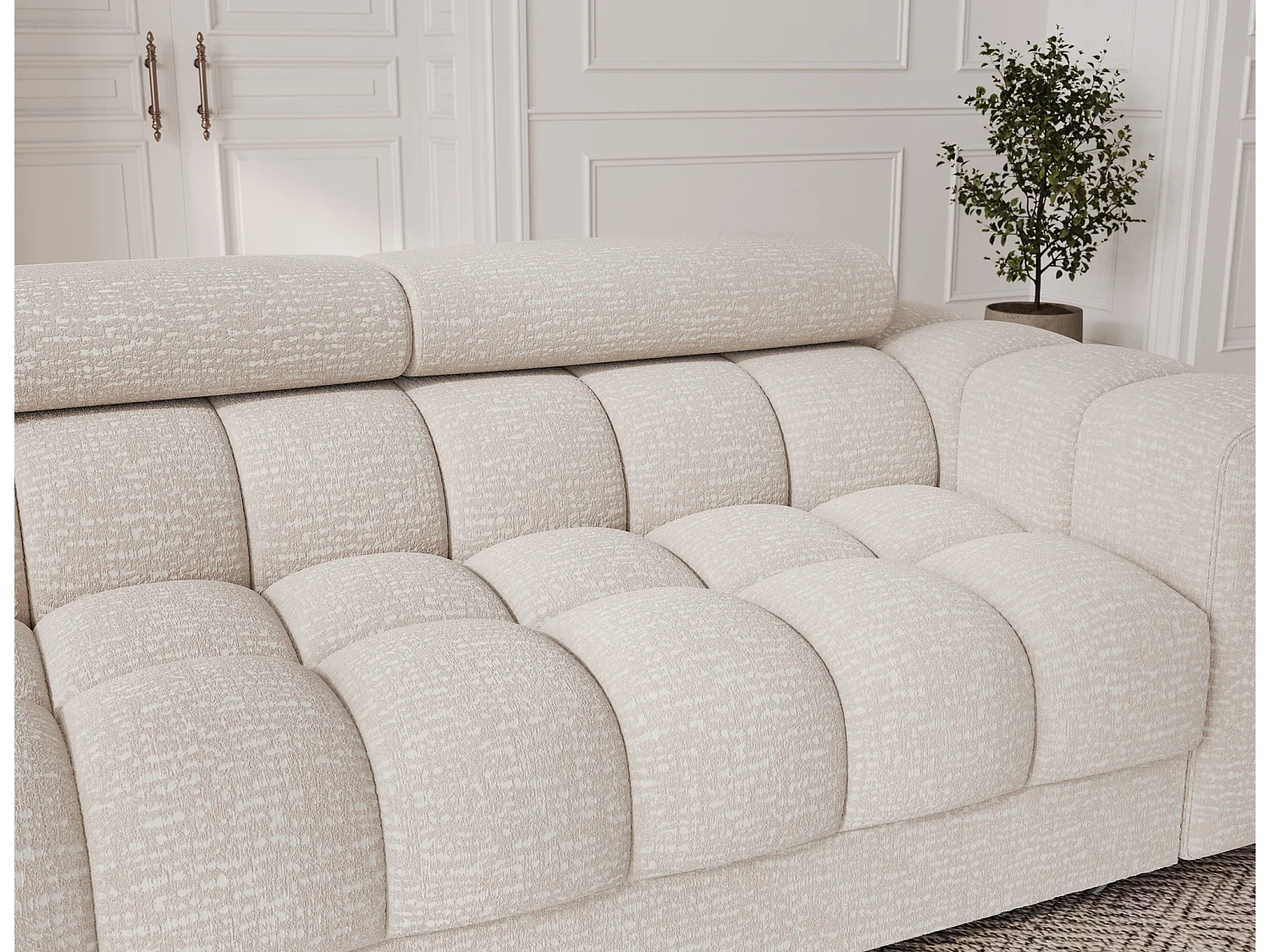 Canapé convertible 3 places MARGO en tissu – 175cm-Beige