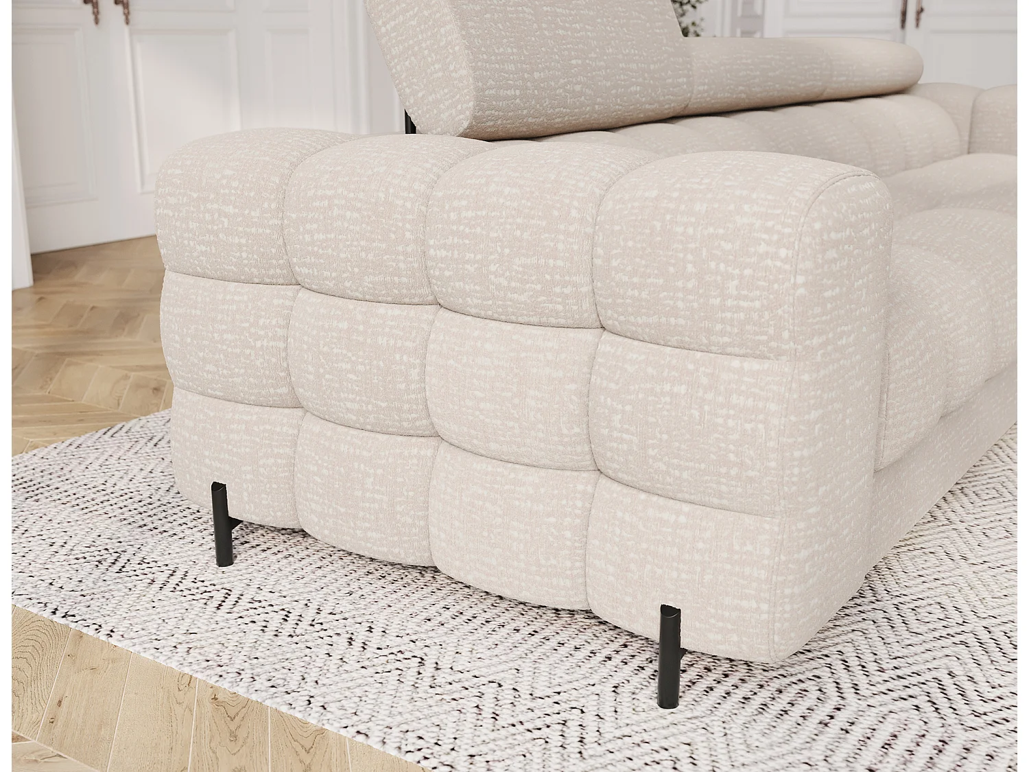 Canapé convertible 3 places MARGO en tissu – 175cm-Beige