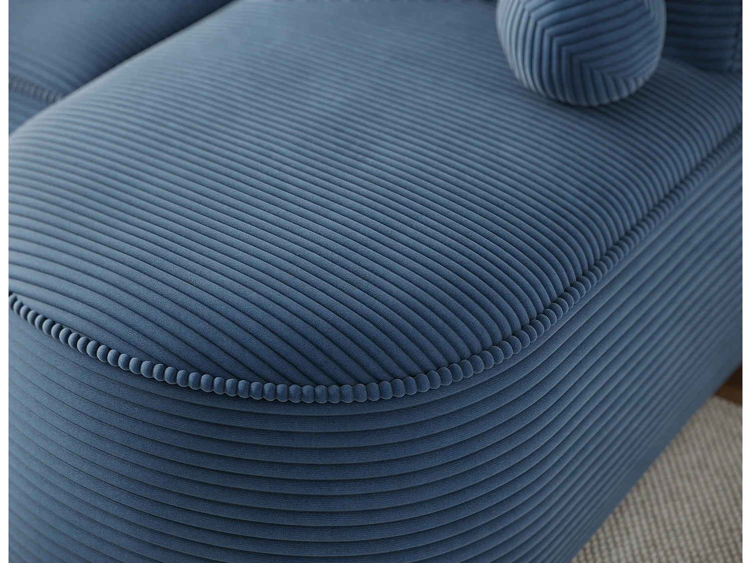 Canapé d'angle gauche 3 places convertible en tissu côtelé bleu VERNA