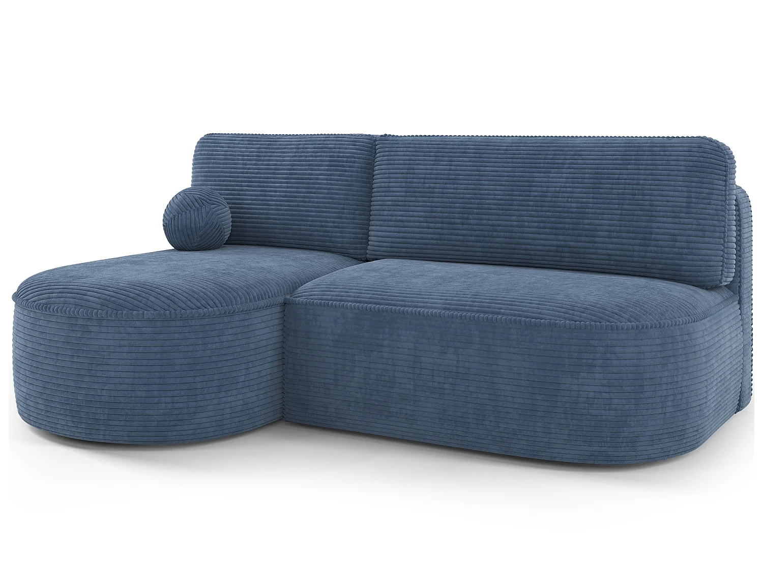 Canapé d'angle gauche 3 places convertible en tissu côtelé bleu VERNA