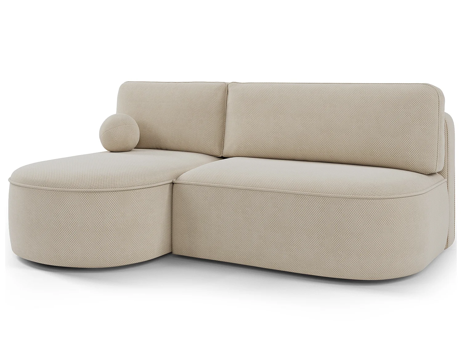 Canapé d’angle convertible VERNA en tissu – 220cm-Beige-angle gauche