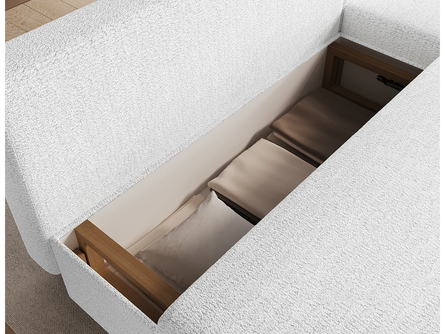 Canapé d’angle réversible convertible GARY en tissu côtelé – 206cm-Blanc
