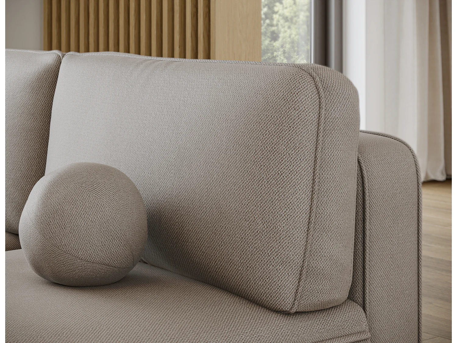 Canapé d’angle convertible VERNA en tissu – 220cm-Taupe-angle gauche