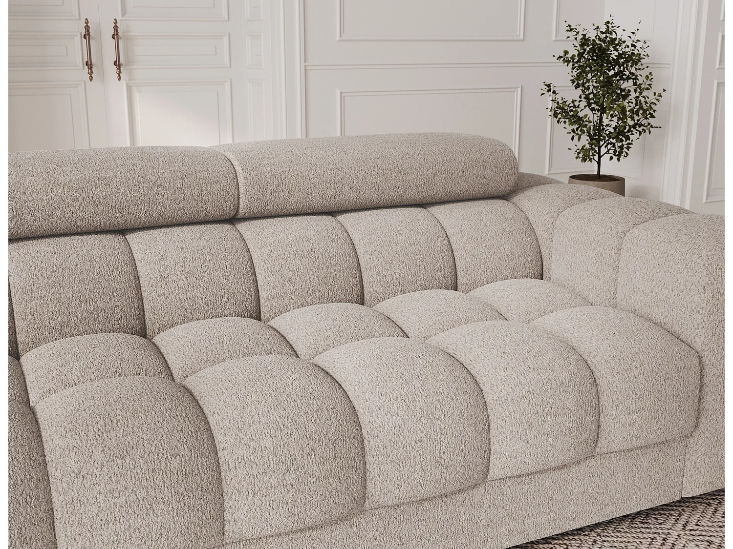 Canapé convertible 3 places MARGO en tissu – 175cm-Taupe clair