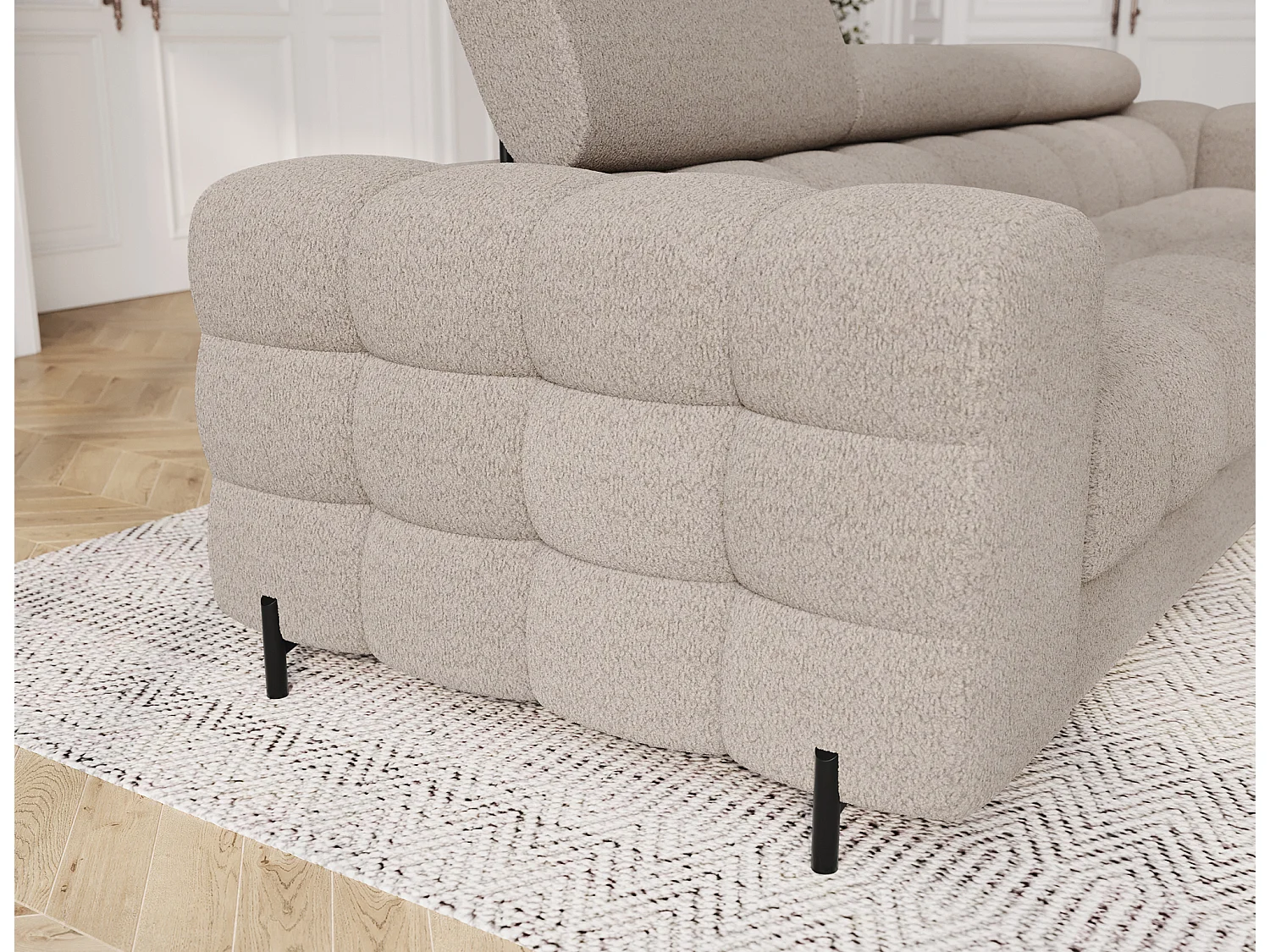 Canapé convertible 3 places MARGO en tissu – 175cm-Taupe clair