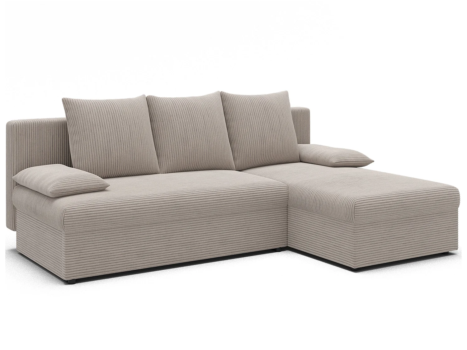 Canapé d’angle réversible convertible GARY en tissu côtelé – 206cm-Beige clair