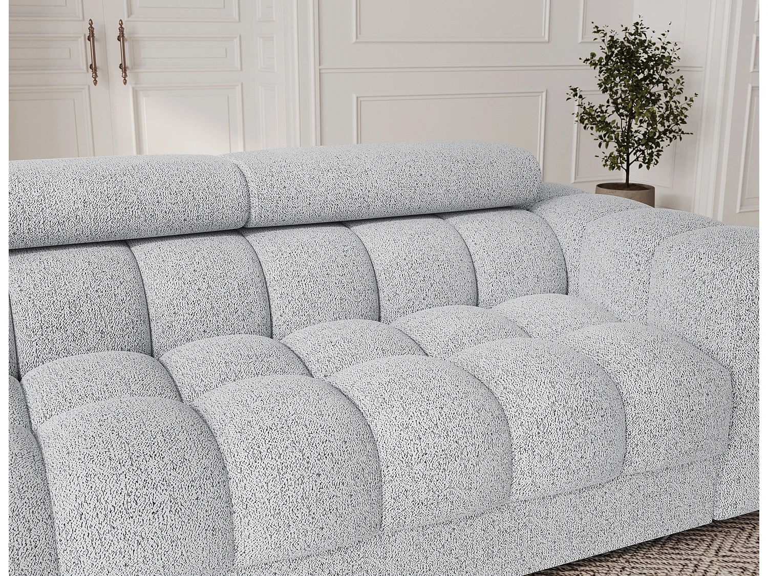 Canapé convertible 3 places MARGO en tissu – 175cm-Gris clair