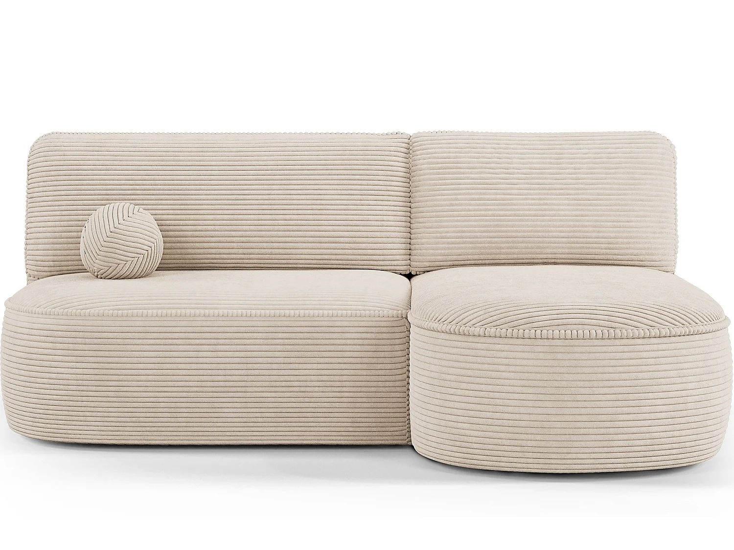 Canapé d'angle droit 3 places convertible en tissu côtelé beige VERNA