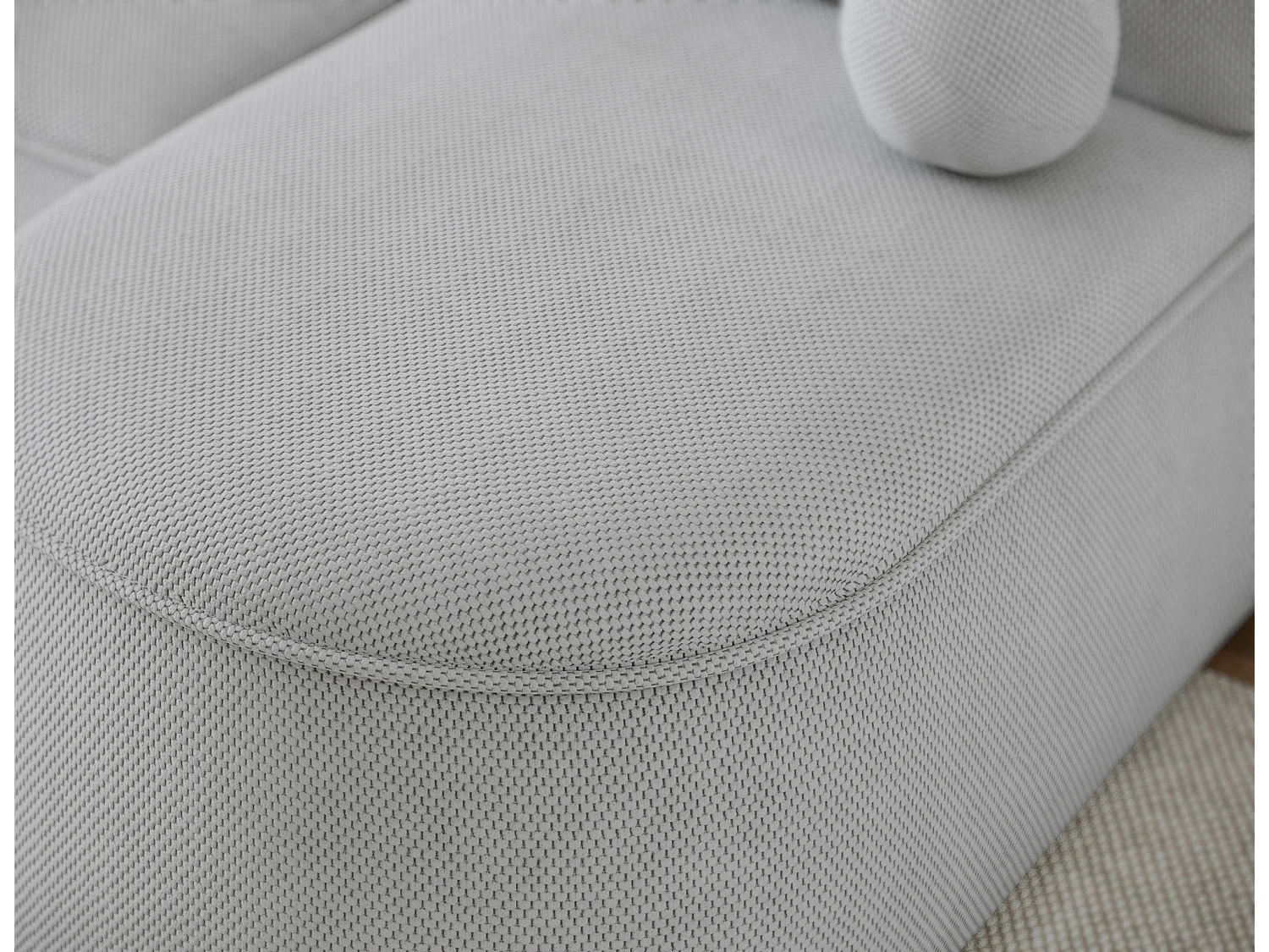 Canapé d’angle convertible VERNA en tissu – 220cm-Gris clair-angle gauche