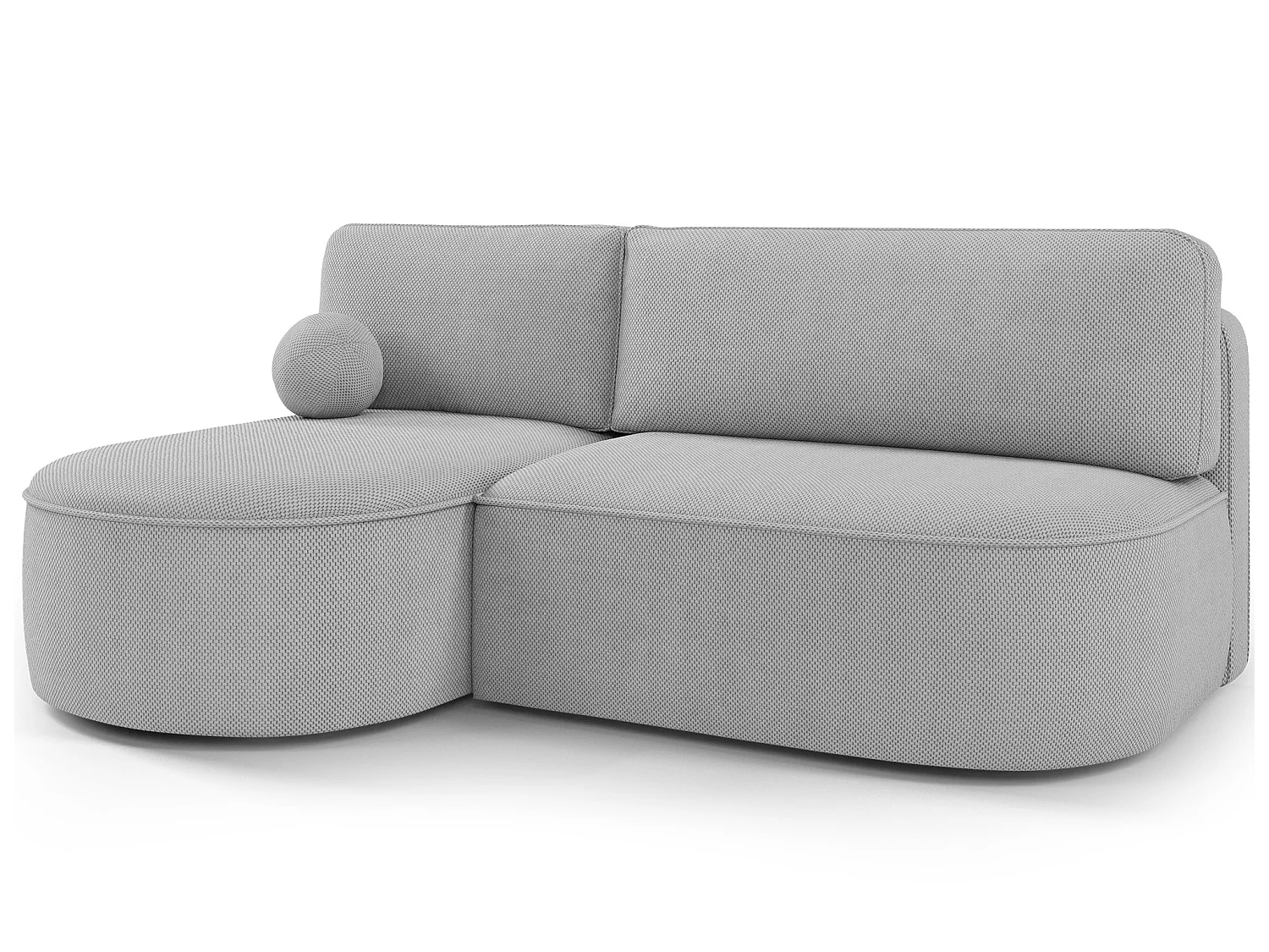 Canapé d’angle convertible VERNA en tissu – 220cm-Gris clair-angle gauche