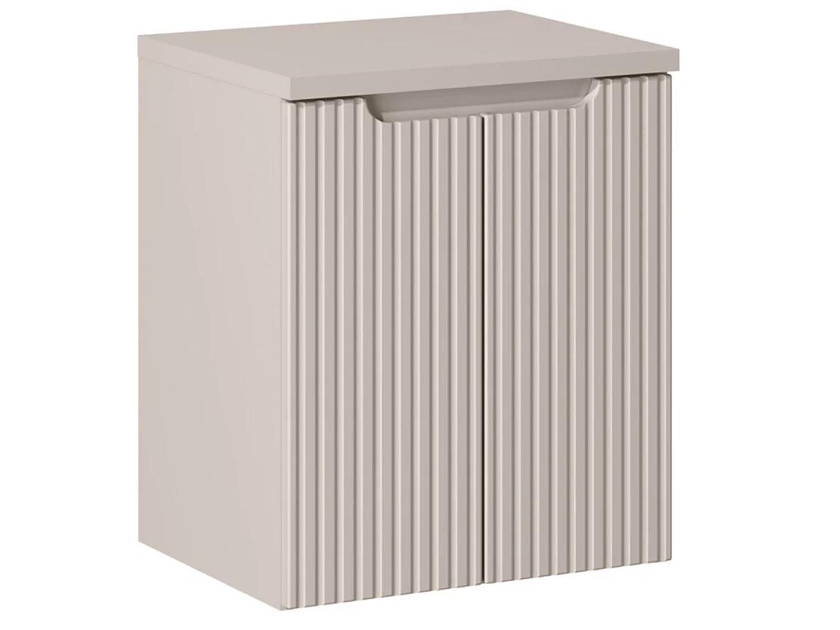 Meuble sous vasque suspendu 2 portes avec plan NOVA-Taupe-Plateau Taupe-Largeur 50 cm