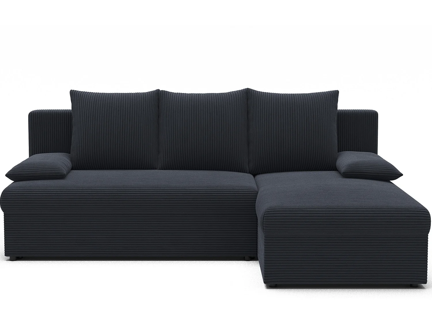 Canapé d’angle réversible convertible GARY en tissu côtelé – 206cm-Gris foncé