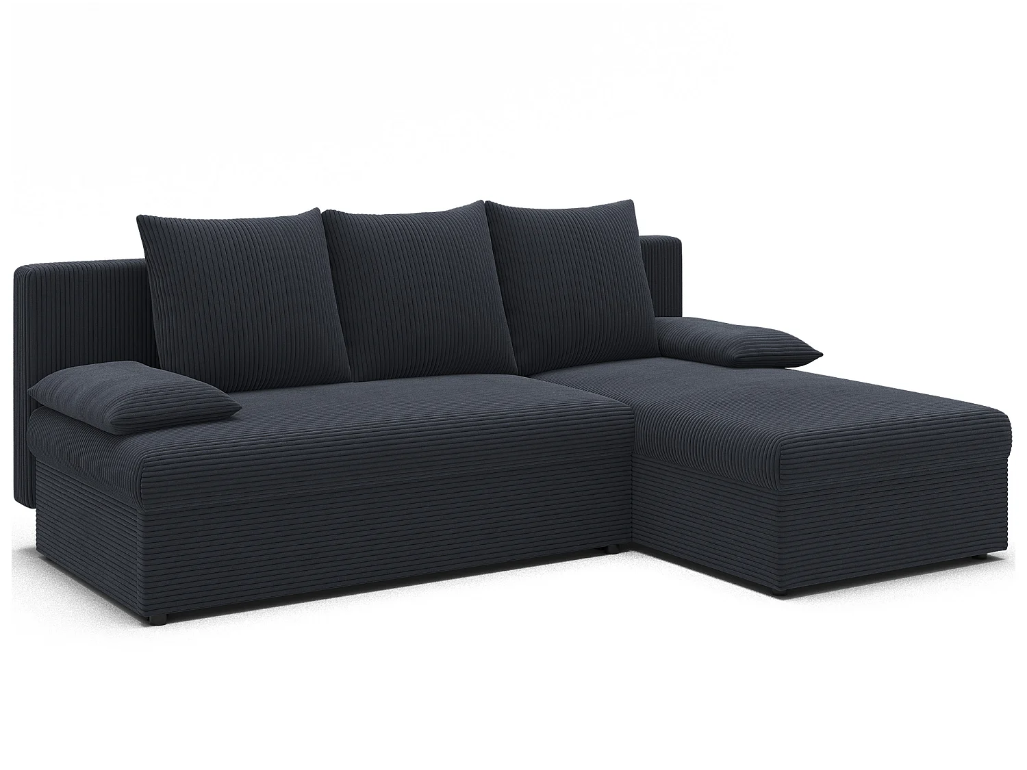 Canapé d’angle réversible convertible GARY en tissu côtelé – 206cm-Gris foncé
