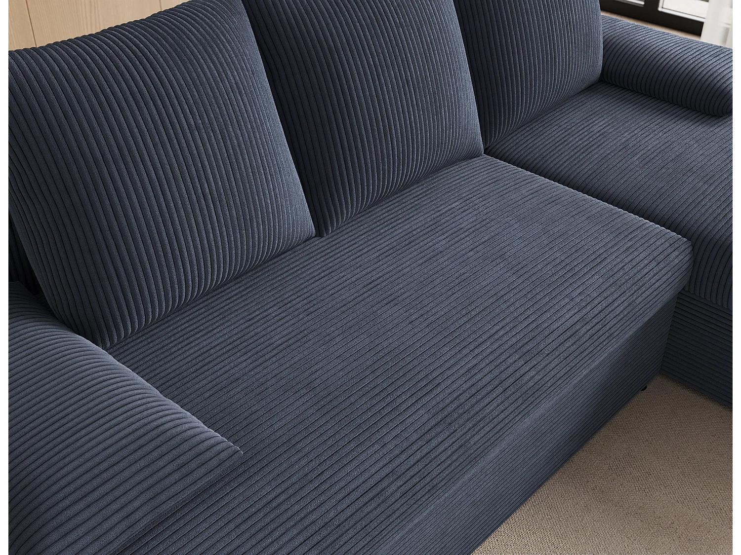 Canapé d’angle réversible convertible GARY en tissu côtelé – 206cm-Gris foncé