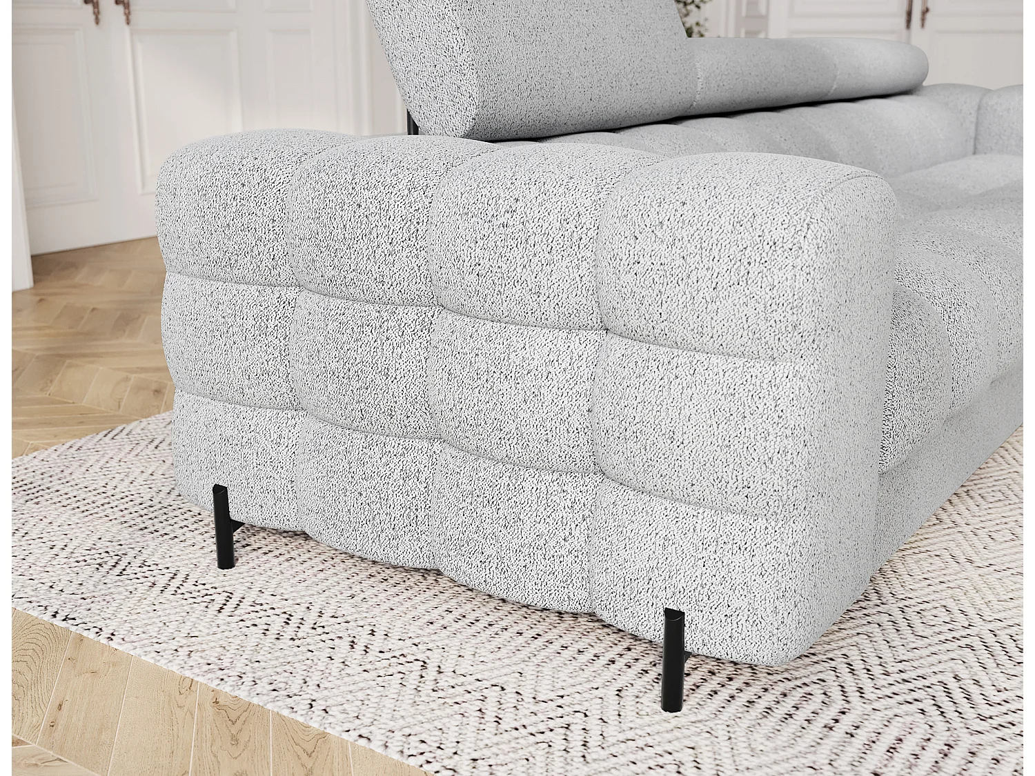 Canapé convertible 3 places MARGO en tissu – 175cm-Blanc