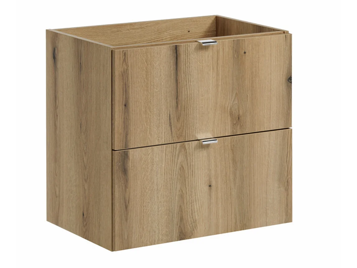 Ensemble meuble salle de bain suspendu 2 tiroirs avec vasque encastrée NOVA OAK-Largeur 50 cm