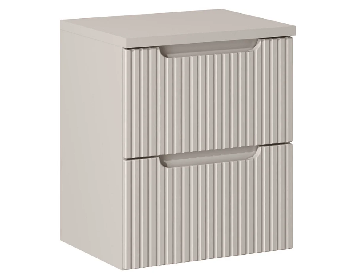 Meuble sous vasque suspendu 2 tiroirs avec plan NOVA-Taupe-Plateau Taupe-Largeur 50 cm