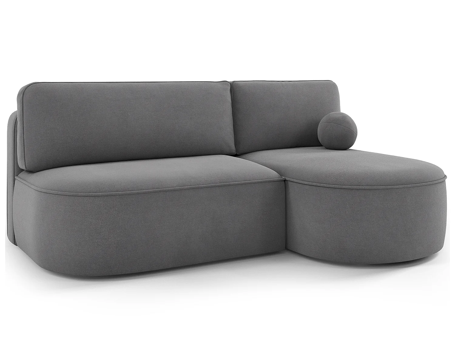 Canapé d’angle convertible VERNA en tissu – 220cm-Gris foncé-angle droit