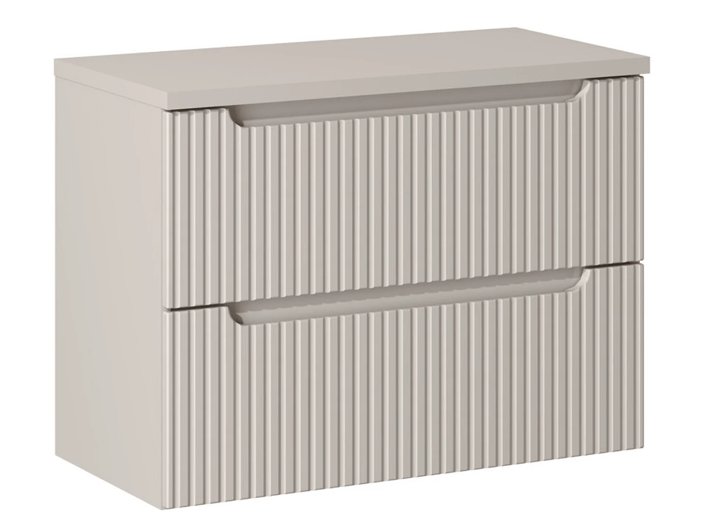 Meuble sous vasque suspendu 2 tiroirs avec plan NOVA-Taupe-Plateau Taupe-Largeur 80 cm