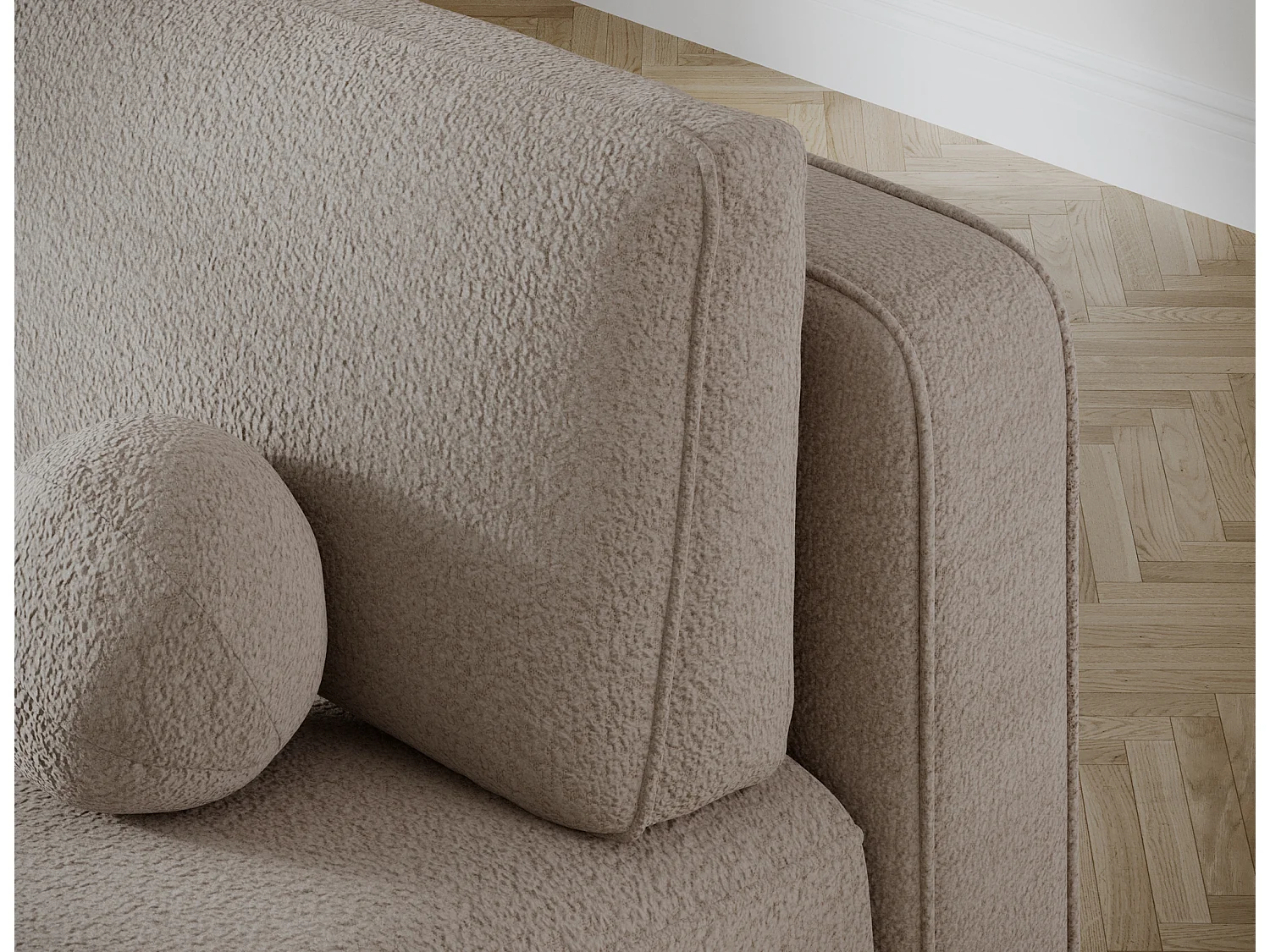 Canapé convertible 2 places KOURA tissu doux avec coffre – 193cm-Beige