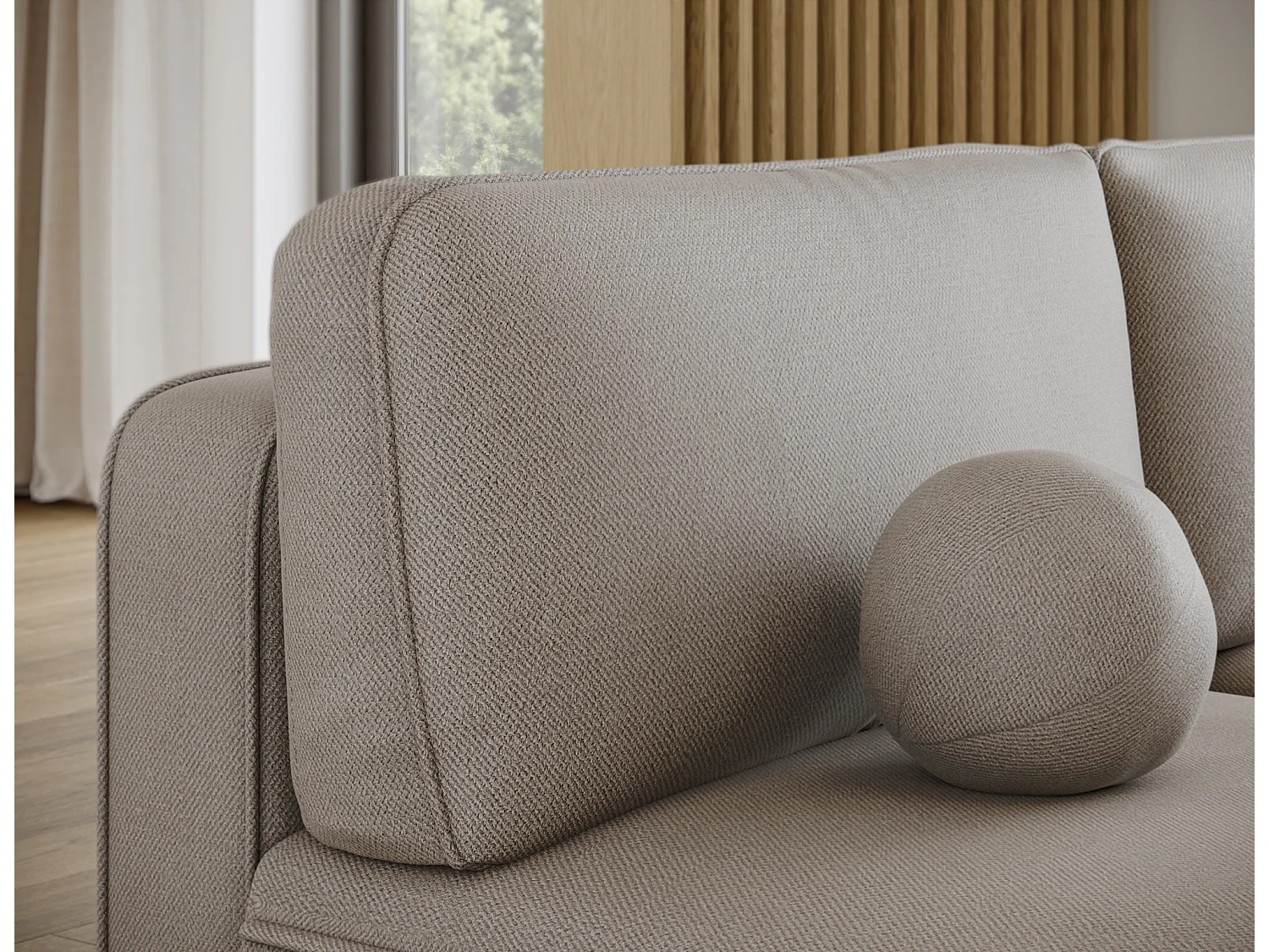 Canapé d’angle convertible VERNA en tissu – 220cm-Taupe-angle droit