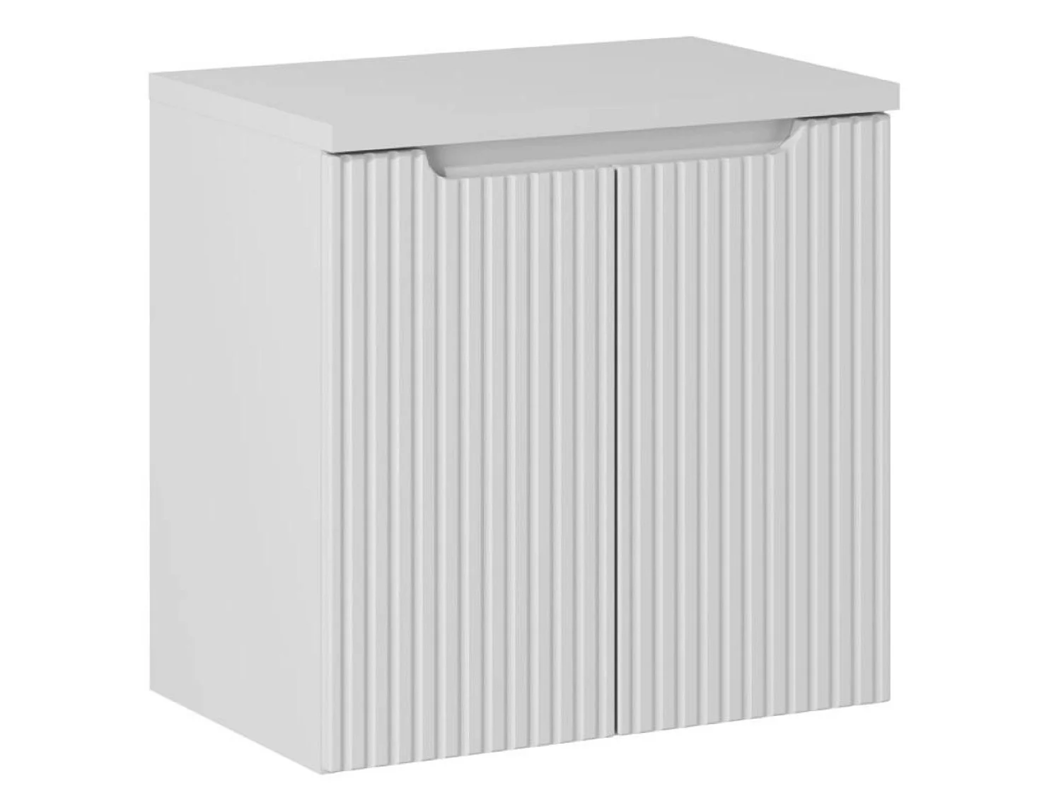 Meuble sous vasque suspendu 2 portes avec plan NOVA-Blanc-Plateau Blanc-Largeur 60 cm