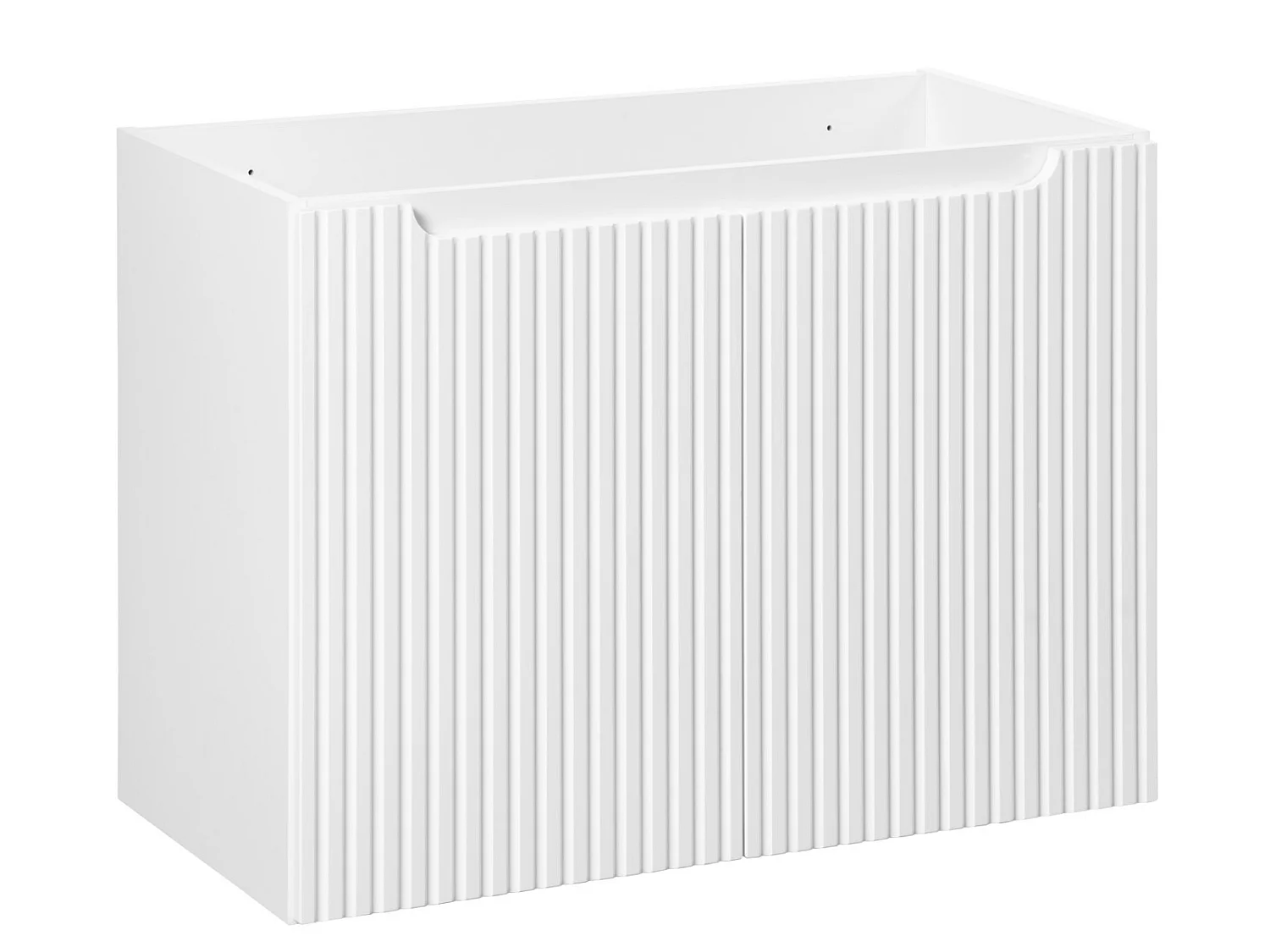 Meuble suspendu 2 portes avec vasque ovale blanche NOVA-Blanc/Naturel-Largeur 80 cm