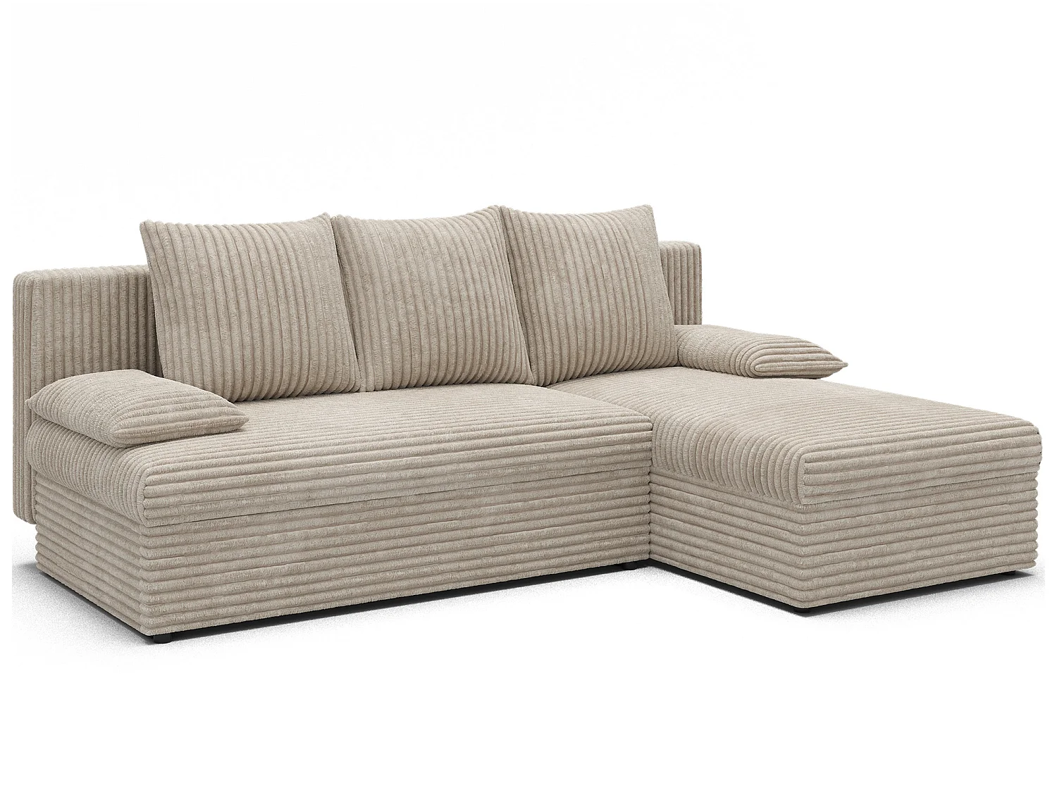Canapé d’angle réversible convertible GARY en tissu côtelé – 206cm-Beige