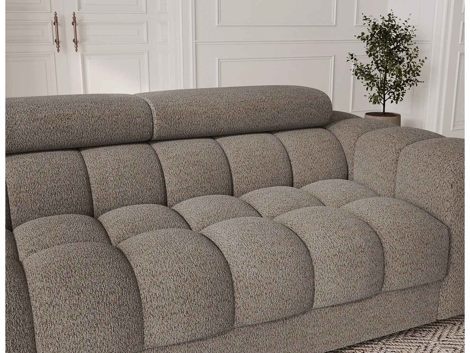 Canapé convertible 3 places MARGO en tissu – 175cm-Marron
