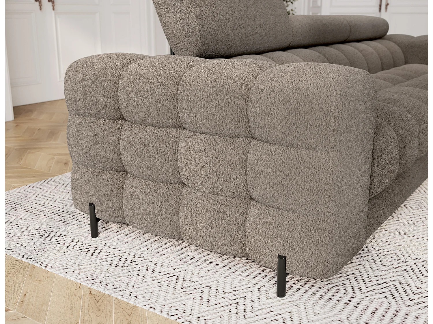 Canapé convertible 3 places MARGO en tissu – 175cm-Marron