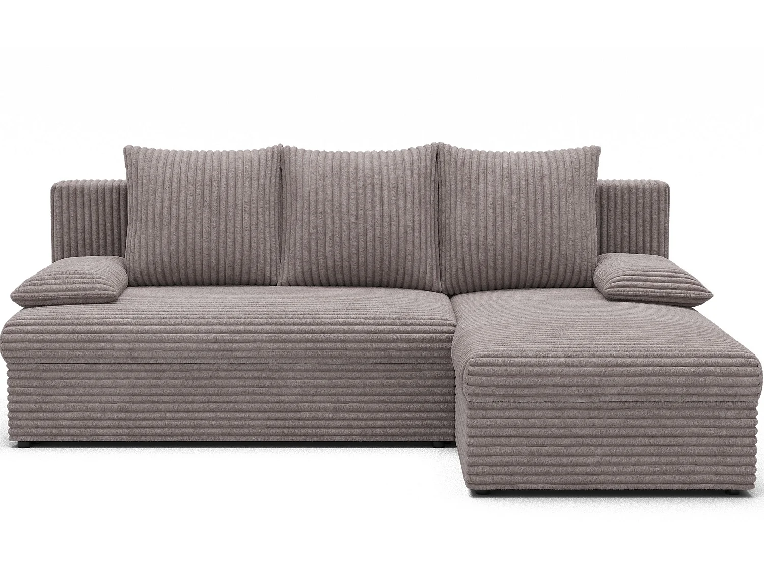 Canapé d’angle réversible convertible GARY en tissu côtelé – 206cm-Taupe