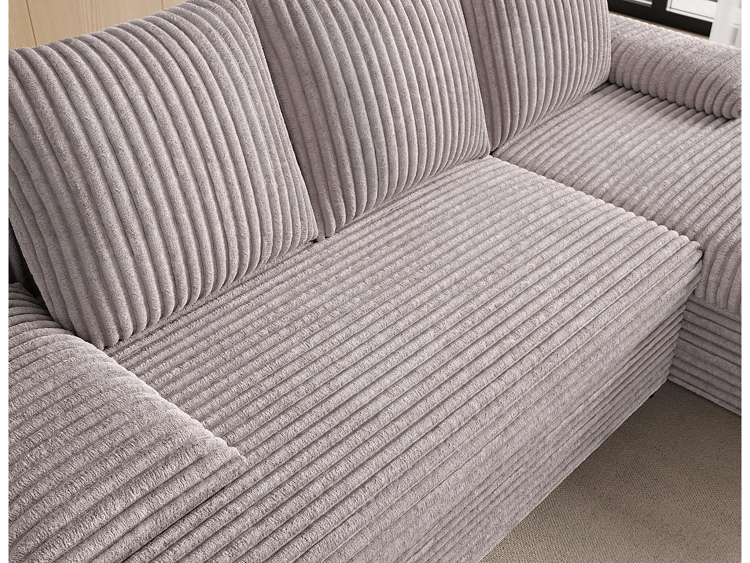 Canapé d’angle réversible convertible GARY en tissu côtelé – 206cm-Taupe