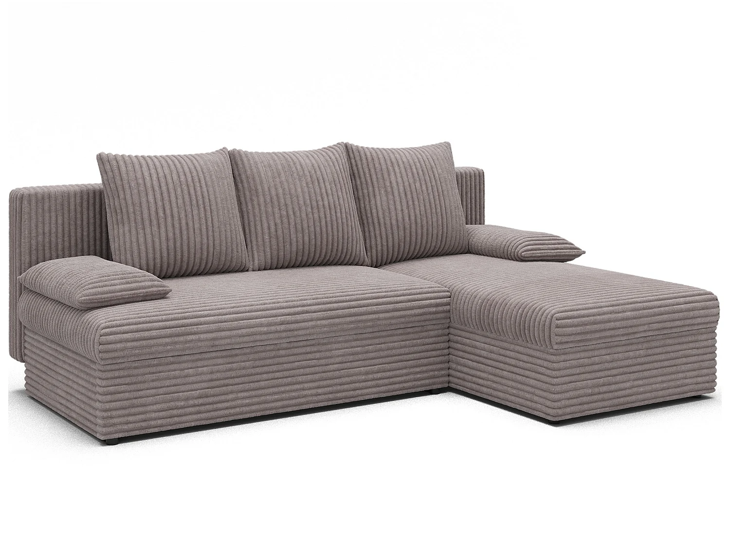 Canapé d’angle réversible convertible GARY en tissu côtelé – 206cm-Taupe