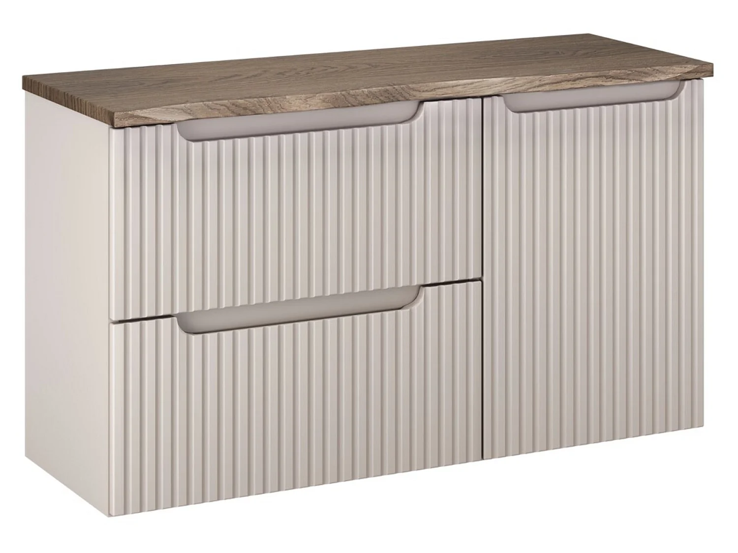 Mueble de pared NOVA de 100 cm con cesta para la ropa, unidad de 2 cajones y encimera.-Topo