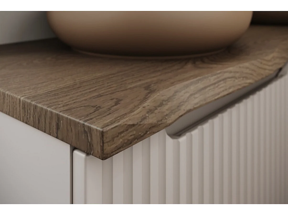 Mueble de pared NOVA de 100 cm con cesta para la ropa, unidad de 2 cajones y encimera.-Topo