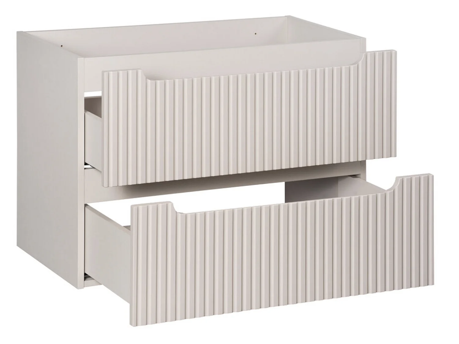 Meuble salle de bain suspendu 2 tiroirs NOVA taupe – Vasque ronde cappuccino avec plan-Largeur 80 cm