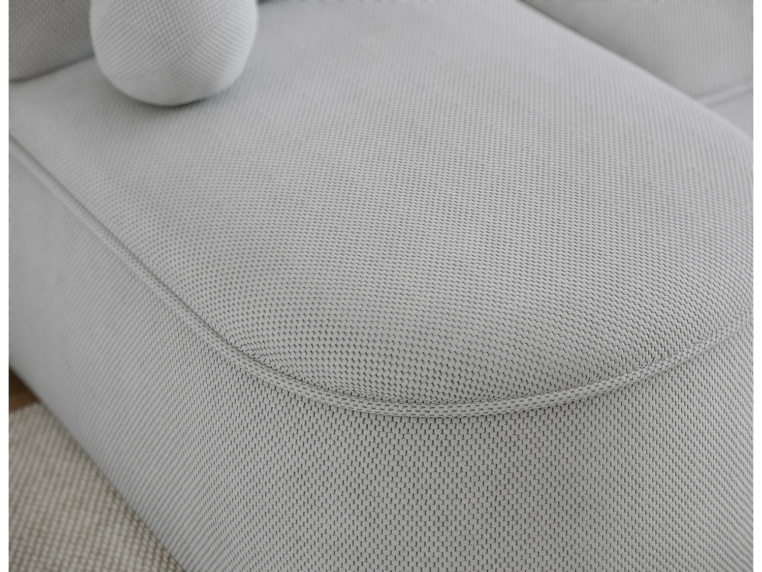 Canapé d’angle convertible VERNA en tissu – 220cm-Gris clair-angle droit