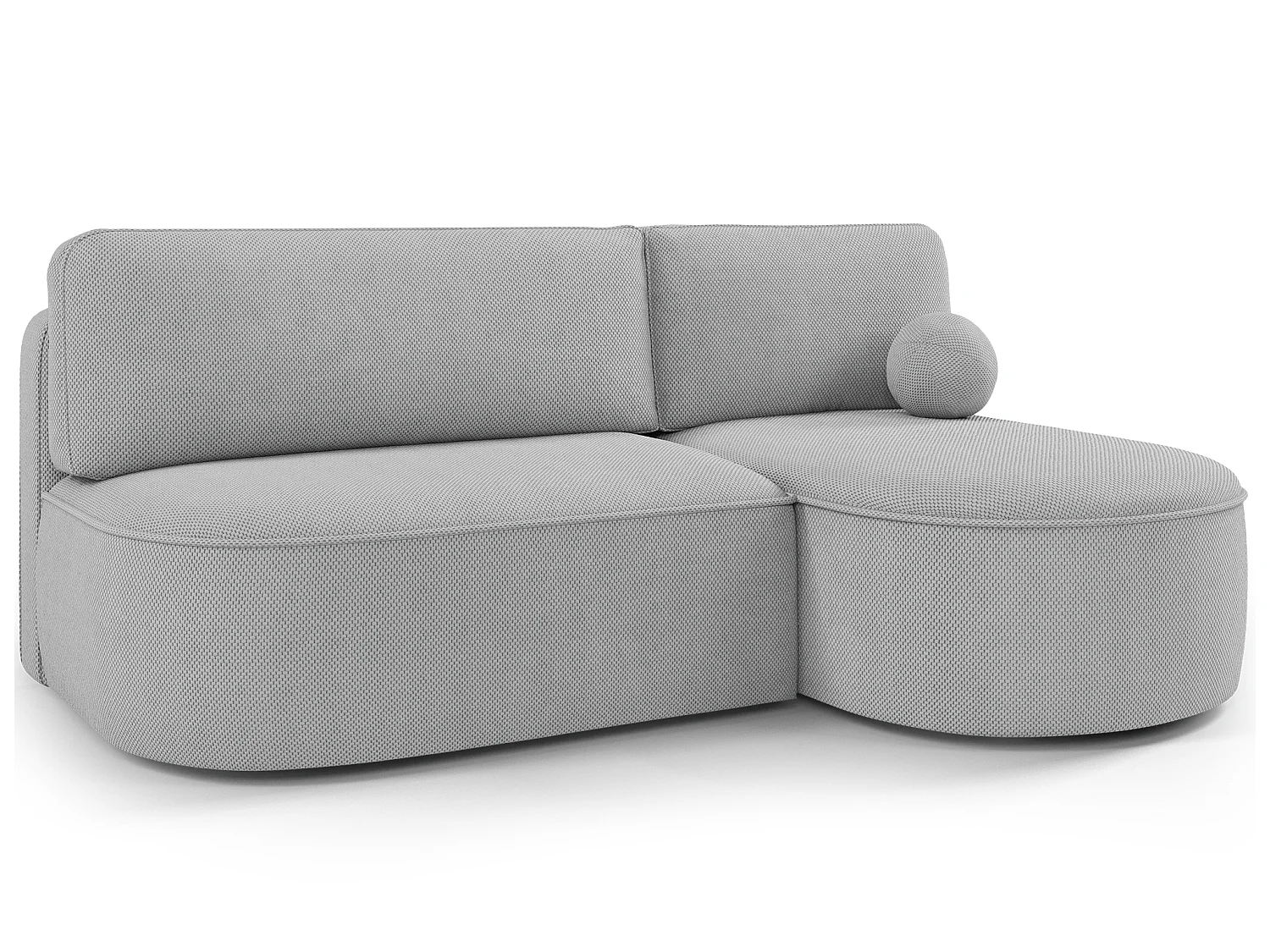 Canapé d’angle convertible VERNA en tissu – 220cm-Gris clair-angle droit