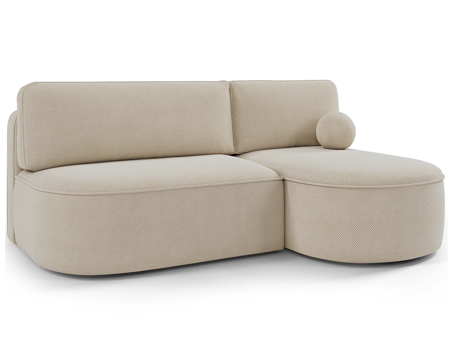 Canapé d’angle convertible VERNA en tissu – 220cm-Beige-angle droit