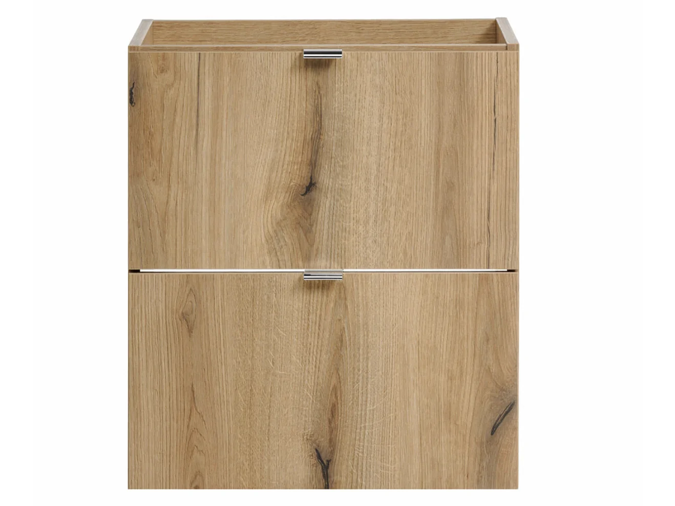 Meuble sous-vasque suspendu NOVA OAK 2 tiroirs avec plan de travail – Naturel et rangement pratique-Naturel/Blanc-Largeur 50 cm