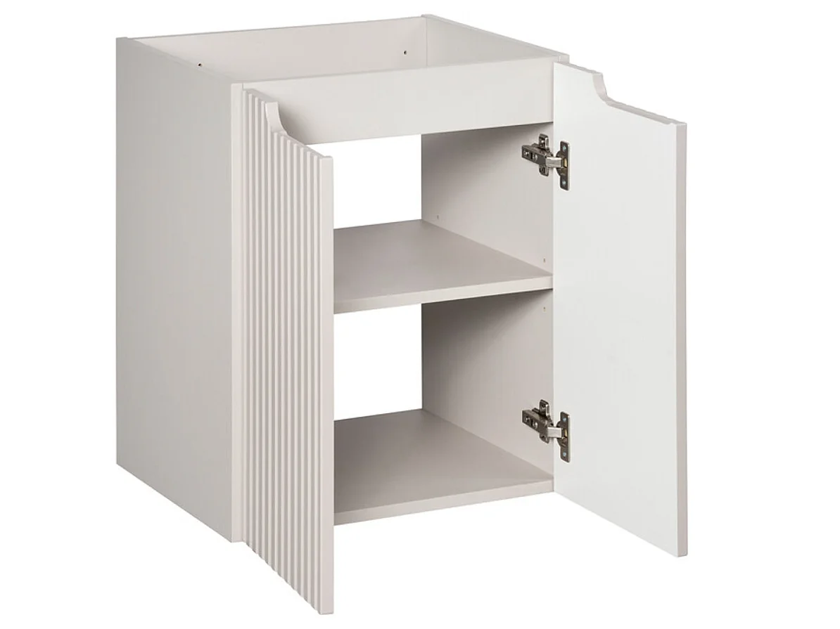 Meuble sous vasque suspendu 2 portes avec plan NOVA-Taupe-Plateau Blanc-Largeur 50 cm